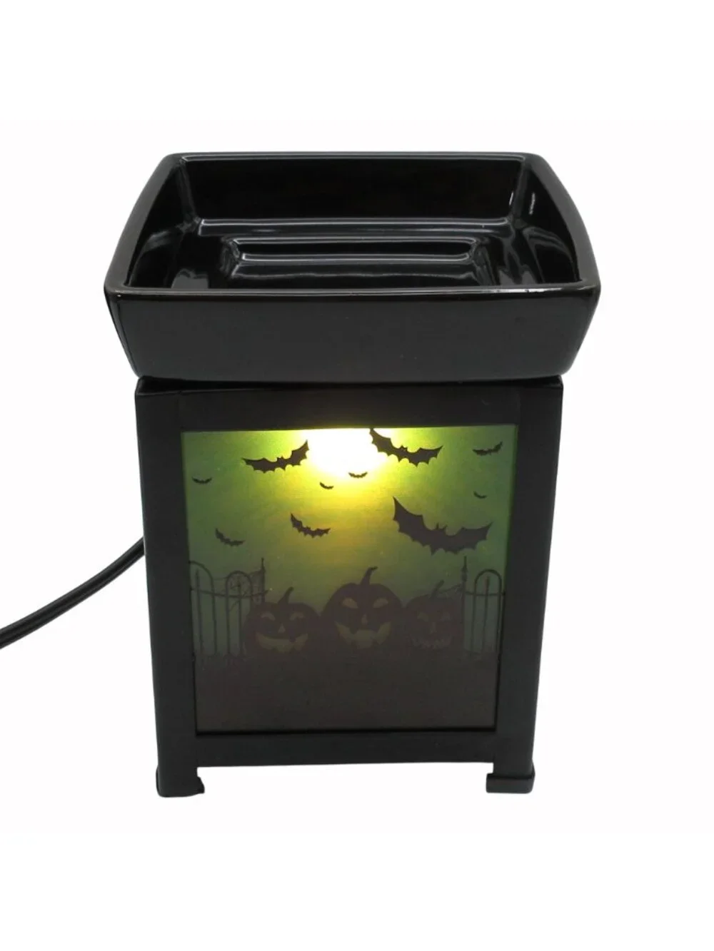 Retired Scentsy Black Pumpkin Graveyard Halloween Decor Wax Warmer Original Box